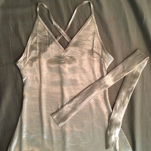 Gold dress with neck scarf